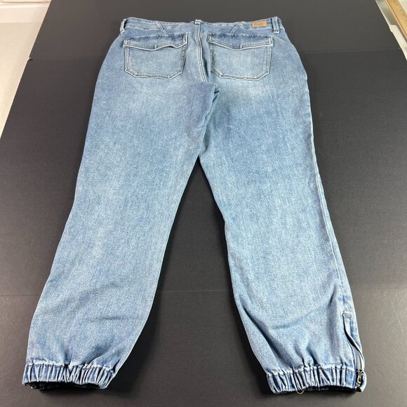 Paige Jeans Women 33x25* Mayslie Jogger Mid Rise Blue Faded Stretch Denim Tag 31 - Picture 10 of 16